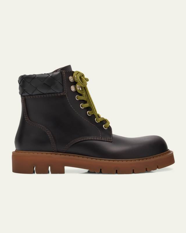 Haddock Calfskin Intrecciato Combat Booties